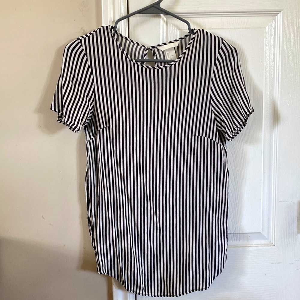 Stripe short sleeve blouse